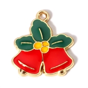 Vedhæng "Juleklokker". Forgyldt og emaljeret. 20 mm 